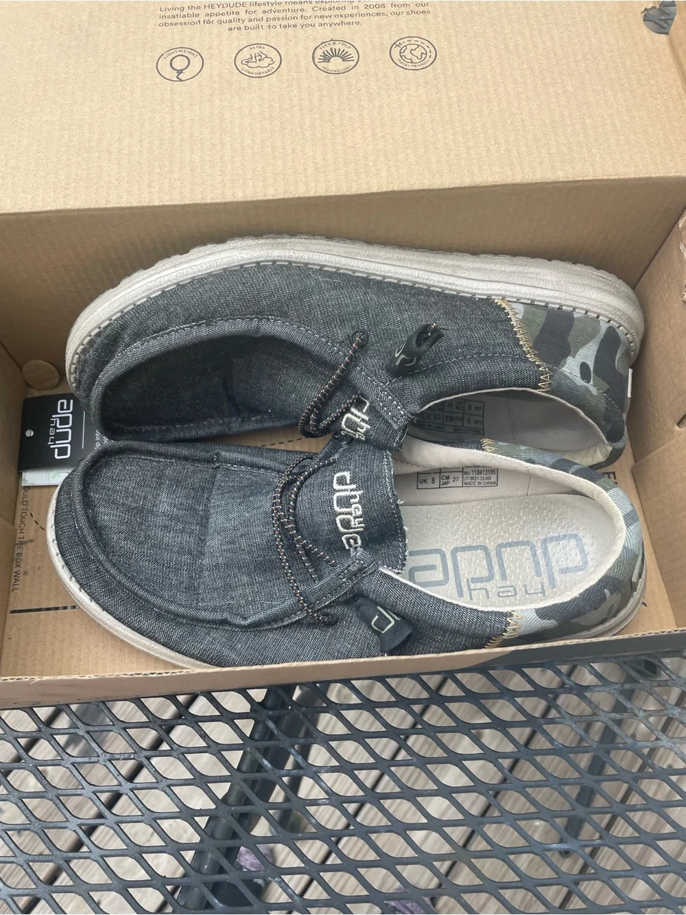 Hey Dude Men's Slip-On Loafers in Charcoal Denim